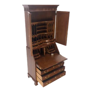 Solid Cherry Multi Compartment Drop Front Secretary Desk with Drawer File Cabinet