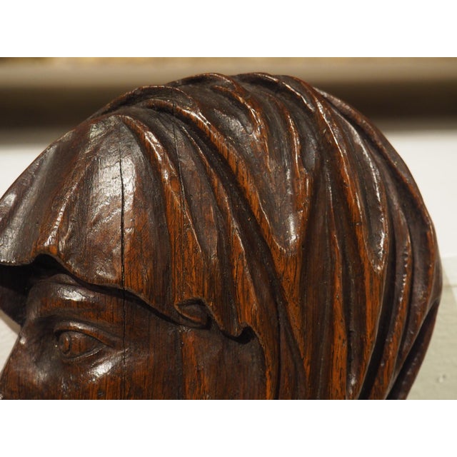 Set of 17th/18th Century French Carved Oak Renaissance Style Profile Busts For Sale - Image 12 of 18
