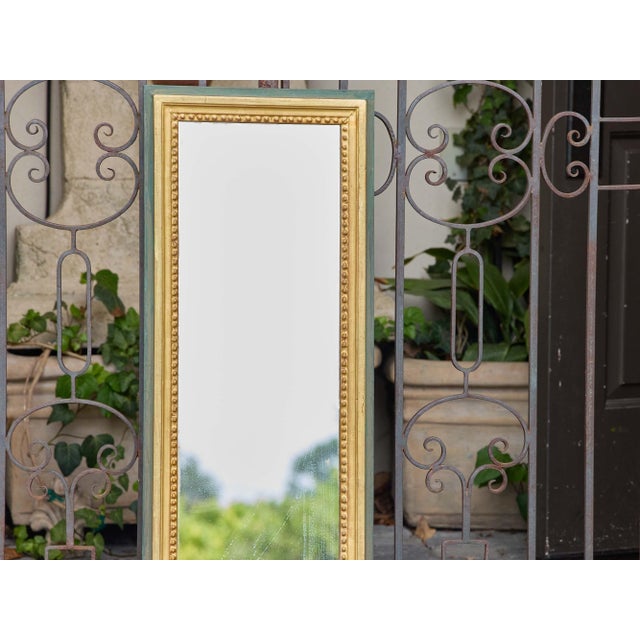 French Giltwood and Green Painted Wedding Mirror With Beaded Frame, Circa 1920 For Sale In Atlanta - Image 6 of 9
