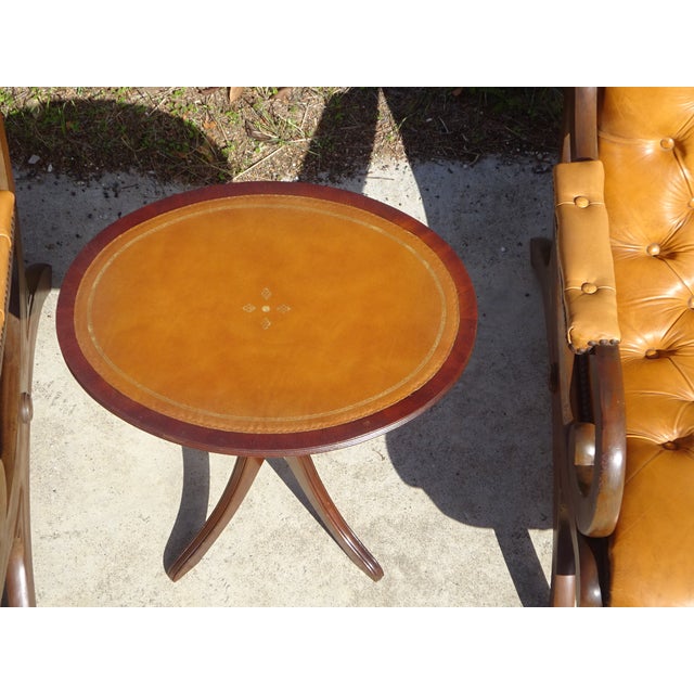 English Wooden and Leather Side Table, 1960s For Sale - Image 13 of 18