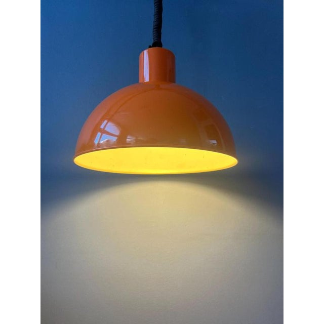 Paint Orange Enamel Pendant Lamp by Joe Hammerborg for Fog & Morup For Sale - Image 7 of 13