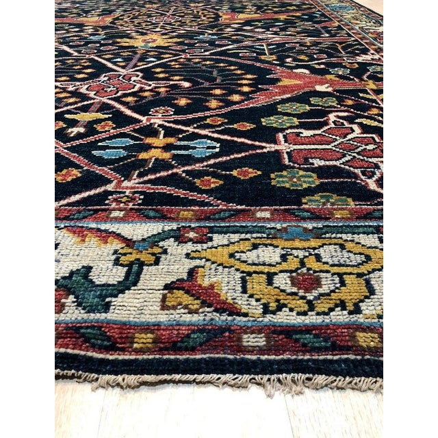 6x9 Blue Hand-Knotted Wool Phoenix Design Motif Geometric Modern Carpet Rug For Sale - Image 4 of 5