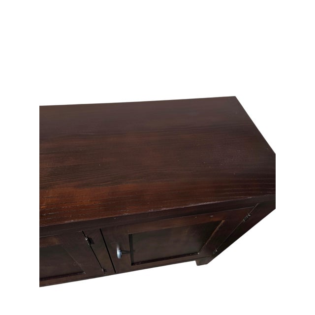 Vintage Ethan Allen Horizons Buffet Sideboard Dark Walnut Buffet Console Cabinet For Sale - Image 10 of 18