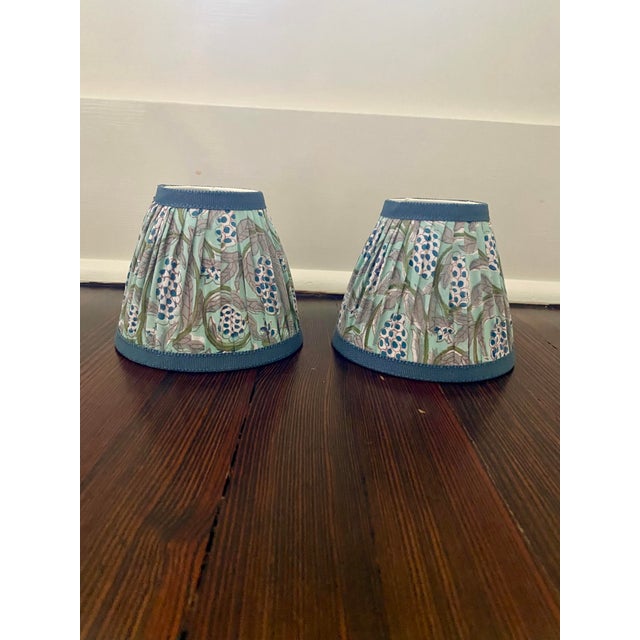 Custom Shirred Block Print Sconce Shades, Pair For Sale In New York - Image 6 of 6