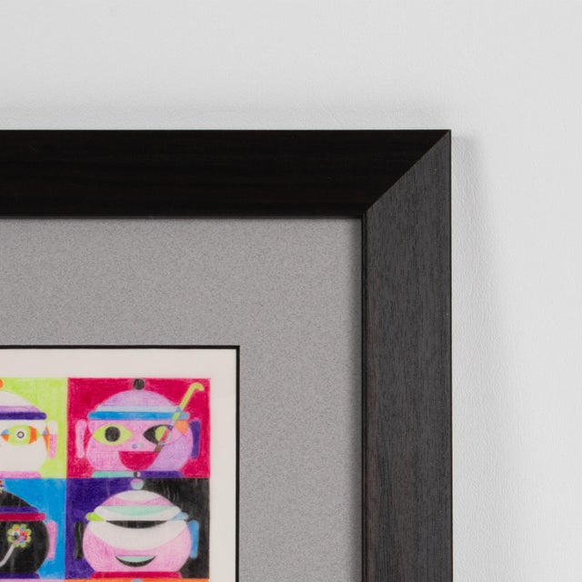 Paper Geometric Multicolor Surrealist Drawings on Tracing Paper, France, Circa 1960 For Sale - Image 7 of 11