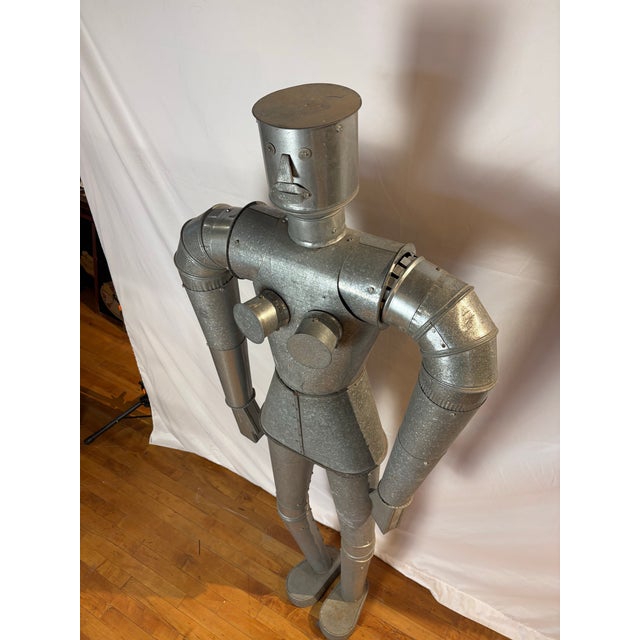 Large-Scale Industrial Galvanized Steel Robot Sculpture, Folk Art For Sale - Image 4 of 12