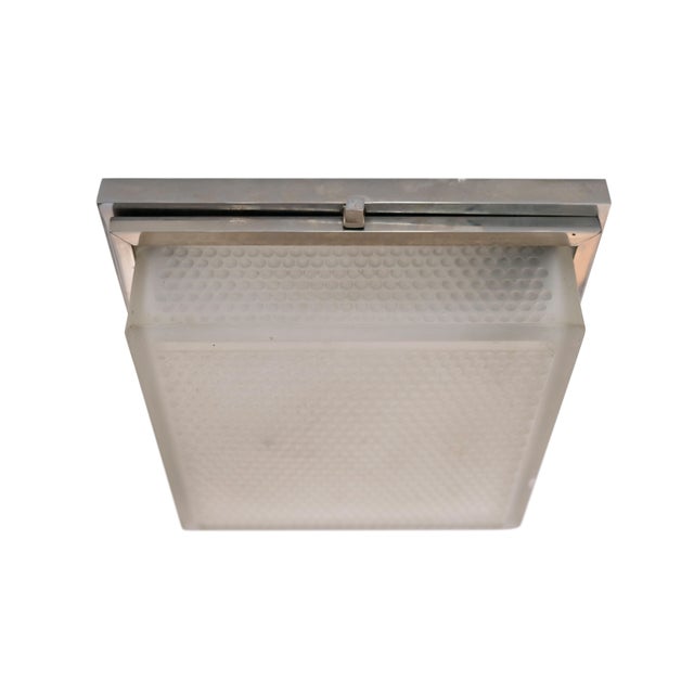 Silver Square Ceiling Light Fixture with Brass Mounting and Original Chrome Plating, 1930s For Sale - Image 8 of 8