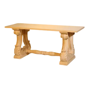 Baroque Inspired Double Pedestal Base Wood Console Table