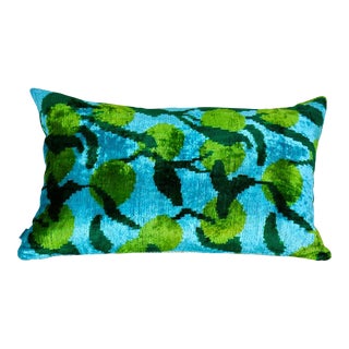 Rectangular Lime Ikat Velvet Pillow For Sale