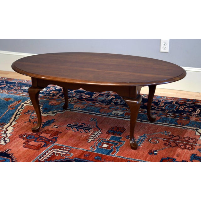 Late 20th Century Vintage Queen Anne Style Oval Coffee Table | Chairish