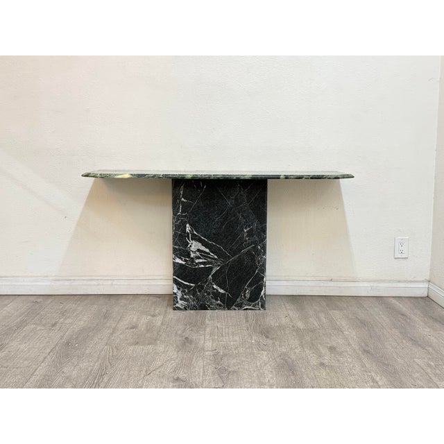 Green Black Marble Console Table For Sale - Image 4 of 7