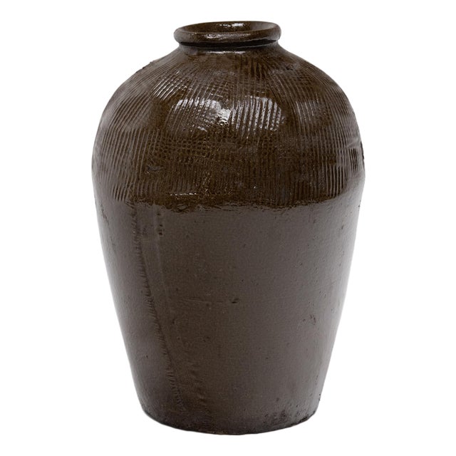 Chinese Ridged Wine Jar, C. 1900 For Sale