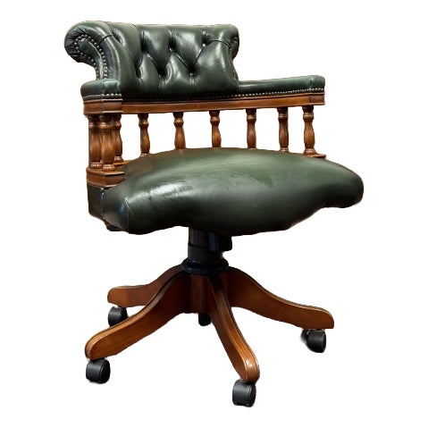 English Chesterfield Captain Desk Chair For Sale