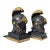 Vintage Neoclassical Greek Corinthian Helmet Bookends in Black & Gilt Finish, a Pair For Sale