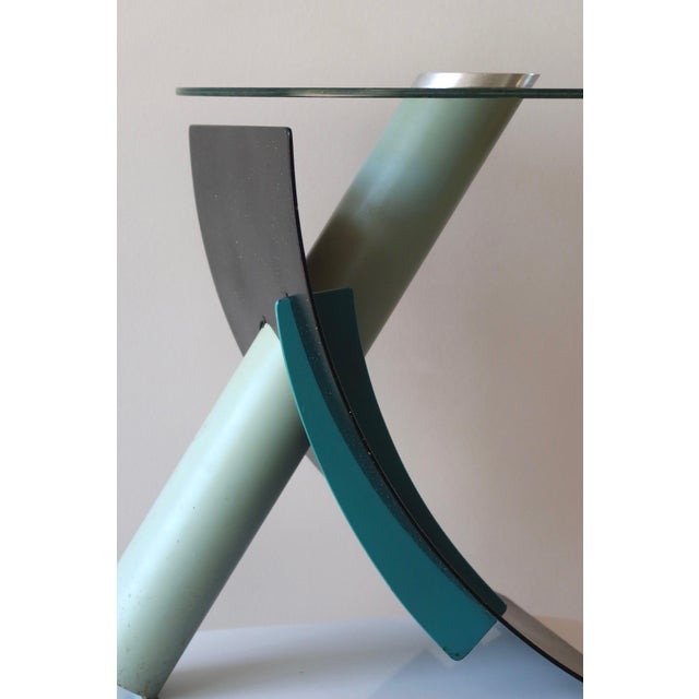 Sculptural studio side table by American sculptor Michael Graham, signed and dated 1987 on the underside of the black...