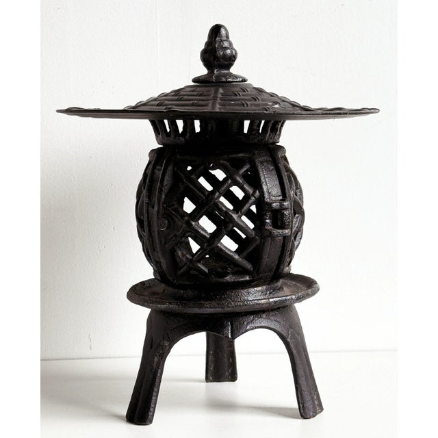 Large Vintage Japanese Cast Iron Pagoda Lantern for Indoor or Outdoors For Sale - Image 4 of 6