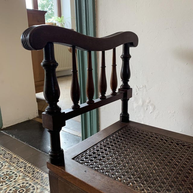 Antique Bench in Wood & Cane, 1890s For Sale - Image 4 of 16