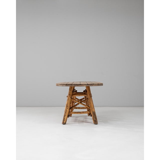 20th Century Belgian Brutalist Wooden Dining Table With Carved Base For Sale - Image 18 of 18