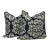 Bespoke Blue + Ivory Ikat Damask Throw Pillows, Pair For Sale