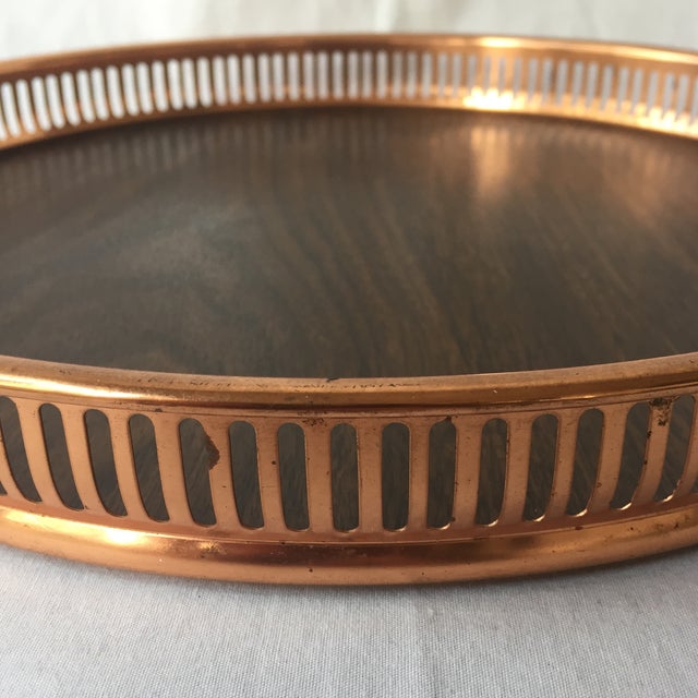 Copper Galleried Faux Wood Tray Chairish