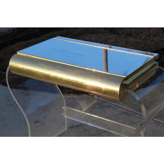 Mid-Century Modern Gold and Lucite Mirror Top Vanity For Sale In San Diego - Image 6 of 12