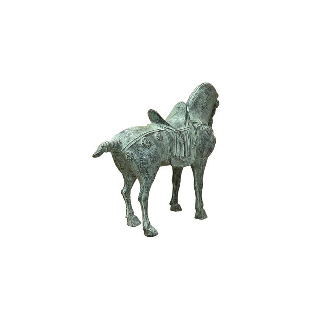 Chinese Chinese Rustic Oxidized Patina Color Ancient Style Horse Metal Figure For Sale - Image 3 of 6