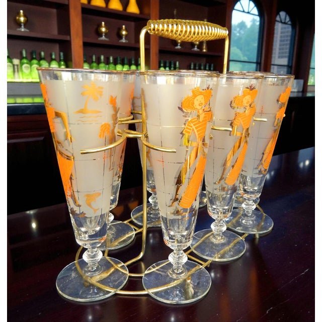 As near flawless as a set of 60 year old glasses can be. No chips, no cracks, no paint loss, etc. Carrier is in equally...