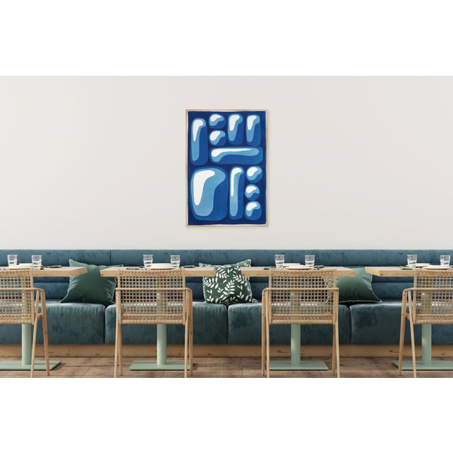 Pieces of a Set, Handmade Monotype Cyanotype in Blue Tones, Abstract Geometric Print on Watercolor Paper by Kind of Cyan For Sale In Miami - Image 6 of 8