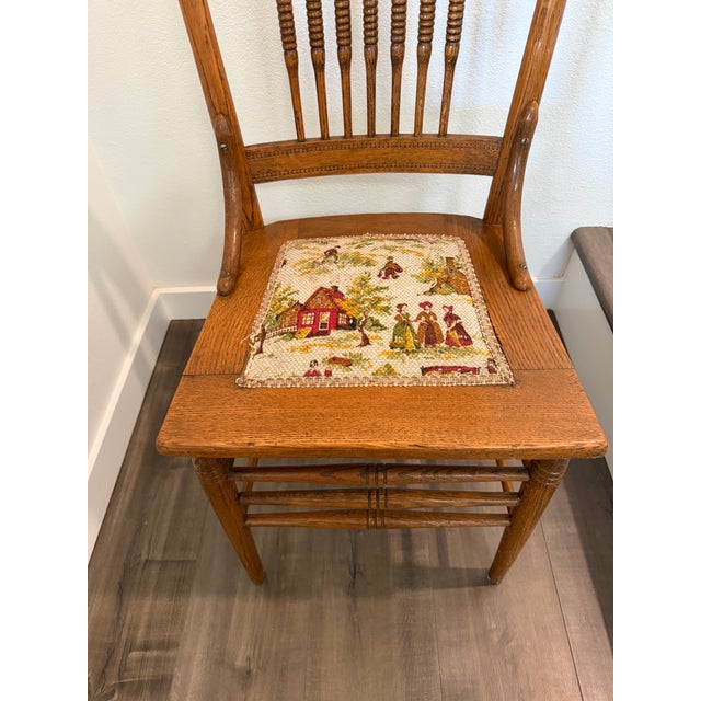 American Antique Oak Pressed-Back Chair For Sale - Image 3 of 8