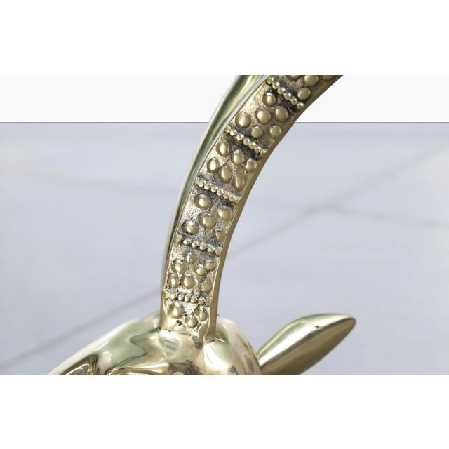 Mid-Century Modern Brass Ibex Ram's Head Coffee Table Styled After Alain Chervet For Sale - Image 11 of 11
