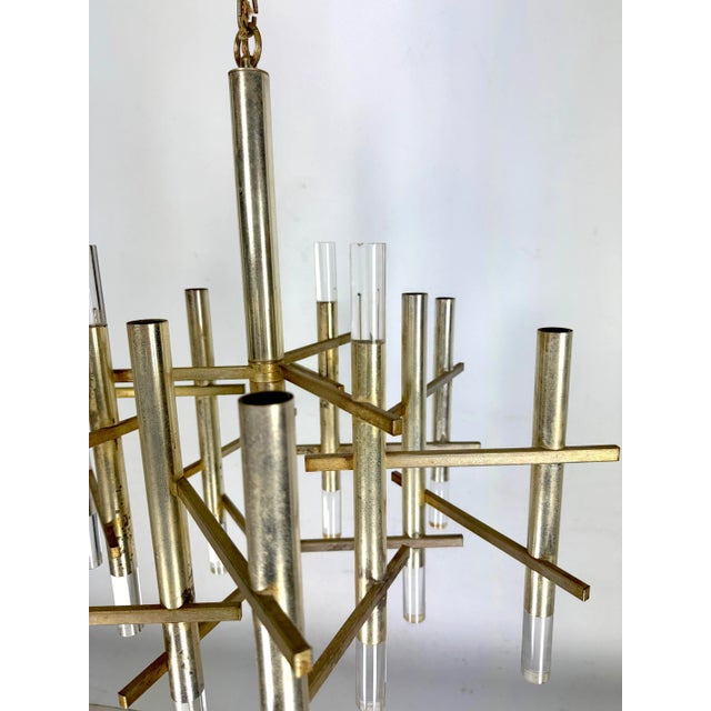 Nine Lights Chandelier in Gilded Chrome by Sciolari, 1960s For Sale - Image 4 of 12