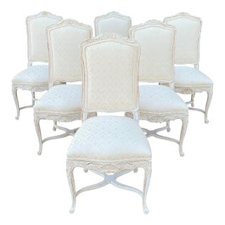 Vintage Country French Carved Italian Dining Chairs - Set of 6 For Sale