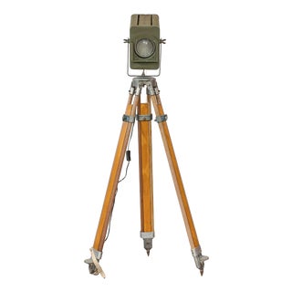 Green Patt 45 Theater Light on Wooden Tripod from Strand Electric, 1960s For Sale