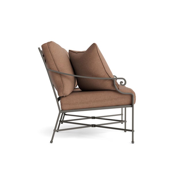 Contemporary Brown Jordan Venetian Loveseat, Mica frame with Fusion Clay fabric For Sale - Image 3 of 11