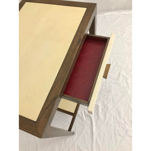 Julian Chichester Grey Oak Jasper Bedside Table With Inset Vellum For Sale - Image 9 of 11