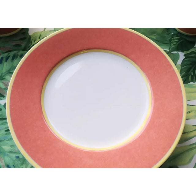 Traditional Fitz and Floyd Correlations 23 Piece Dark Salmon Yellow Dinner Plate Set For Sale - Image 3 of 11