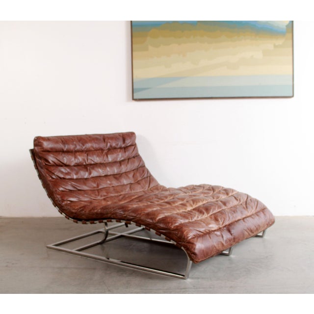 Restoration Hardware Oviedo Double Chaise Lounge in Brown Leather