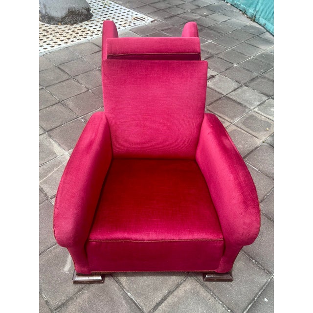 Wood Pair of Scandinavian Art Deco Lounge Chairs, Curved Upholstered Club Chairs, 1930s For Sale - Image 7 of 10