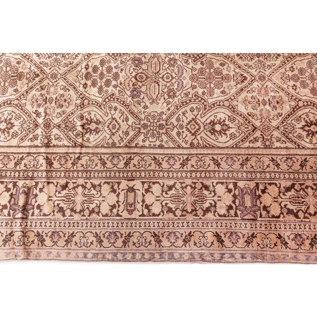 Fine Antique Indian Amritsar Brown Carpet For Sale - Image 9 of 10