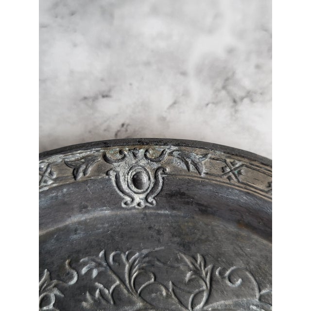 Antique Pewter Etched Art Nouveau Catchall For Sale - Image 4 of 9