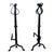This striking pair of antique wrought iron andirons dates to the 1920s Arts & Crafts period. Hand-forged with elegant...