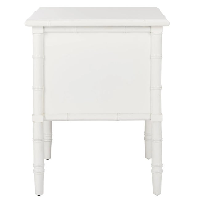 Modern Modern Coastal 2 Drawer 25" H Bamboo Nightstand in White For Sale - Image 3 of 9