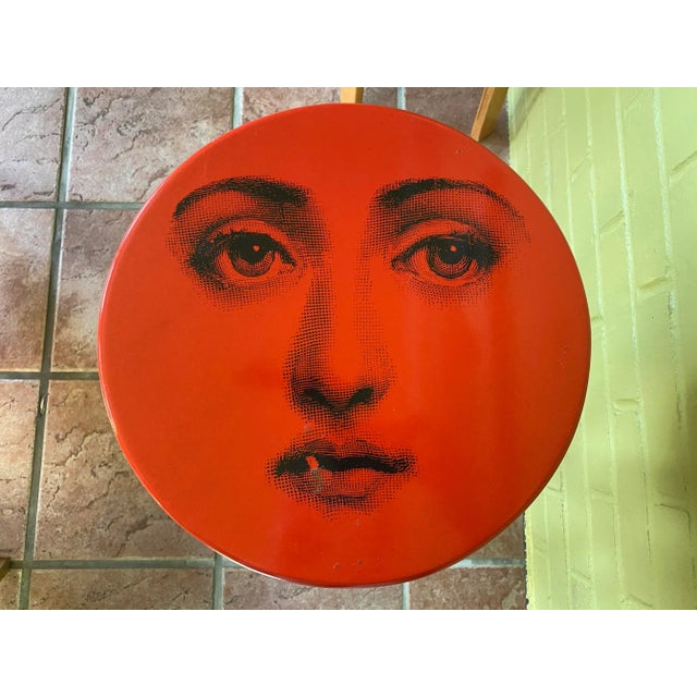 Realism Piero Fornasetti Face Brass Tripod Base Side Table For Sale - Image 3 of 10