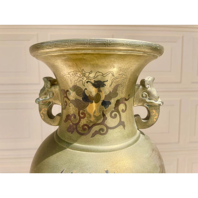 Vintage Solid Brass Vase For Sale - Image 9 of 11