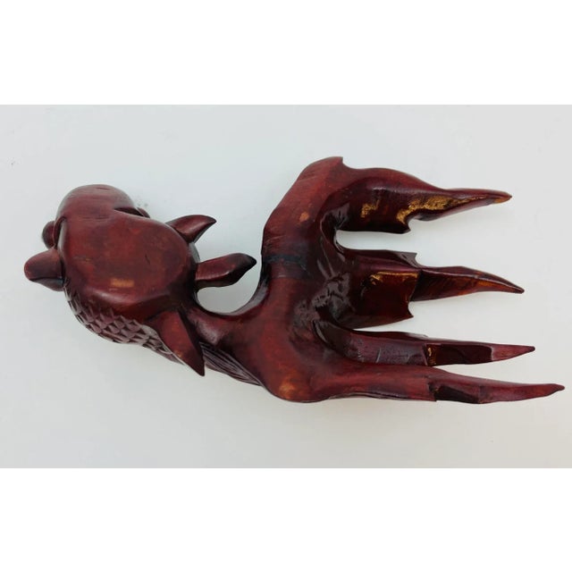 Japanese Hand Carved Wood Koi Fish Sculpture 1920 For Sale - Image 12 of 12