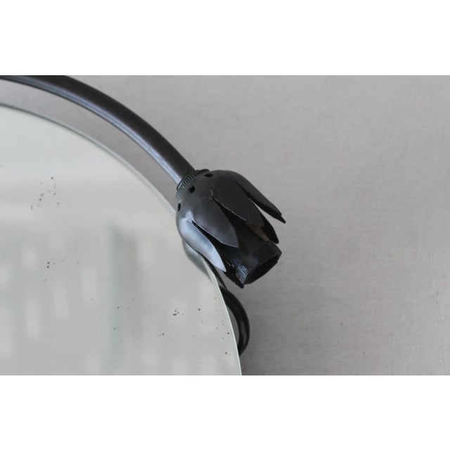 Vintage Art Nouveau Style Bronze Table Top Mirror Flowers Frog Dragonfly Detail With Light For Sale - Image 11 of 13