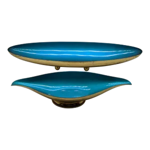 Mid 20th Century Blue Gold Chrome Craft Metal