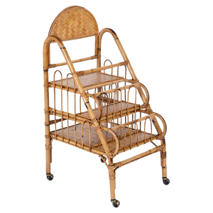 Bookcase or Dry Bar in Rattan & Bamboo from Vivai del Sud, Italy, 1960s