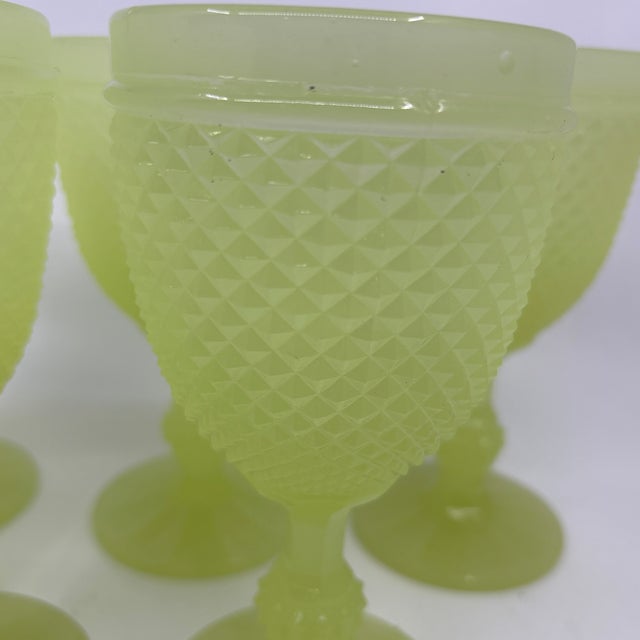 Neon Yellow Uranium Glass Hobnail Goblets - A Set of 6 For Sale - Image 10 of 12