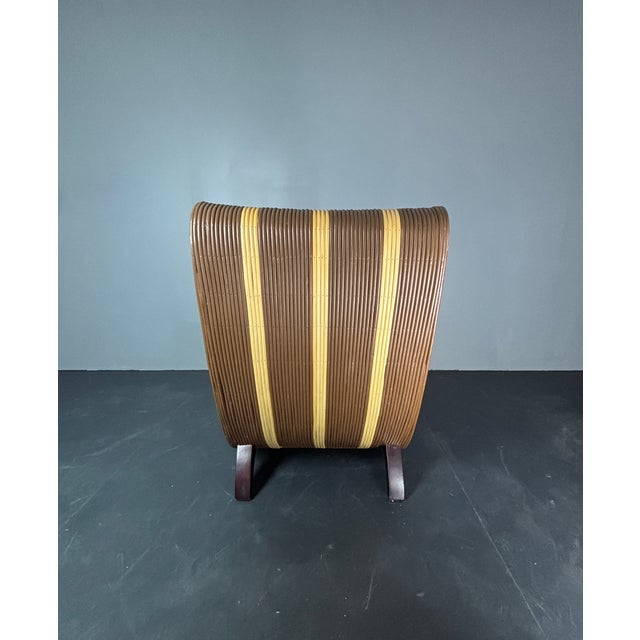 Curvy Wavy Pencil Reed Rattan and Bamboo Lounge Chair, 1970s For Sale - Image 11 of 18